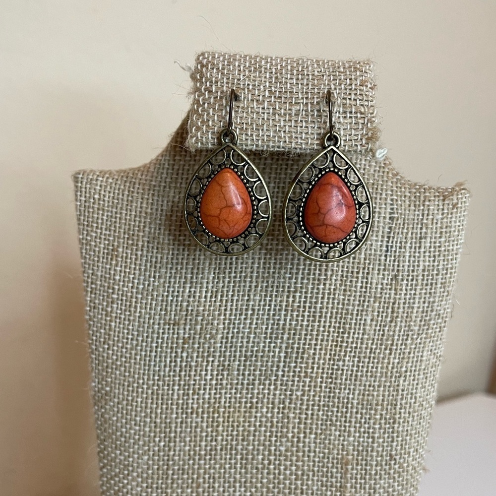 Faux Stone Bronze Earrings